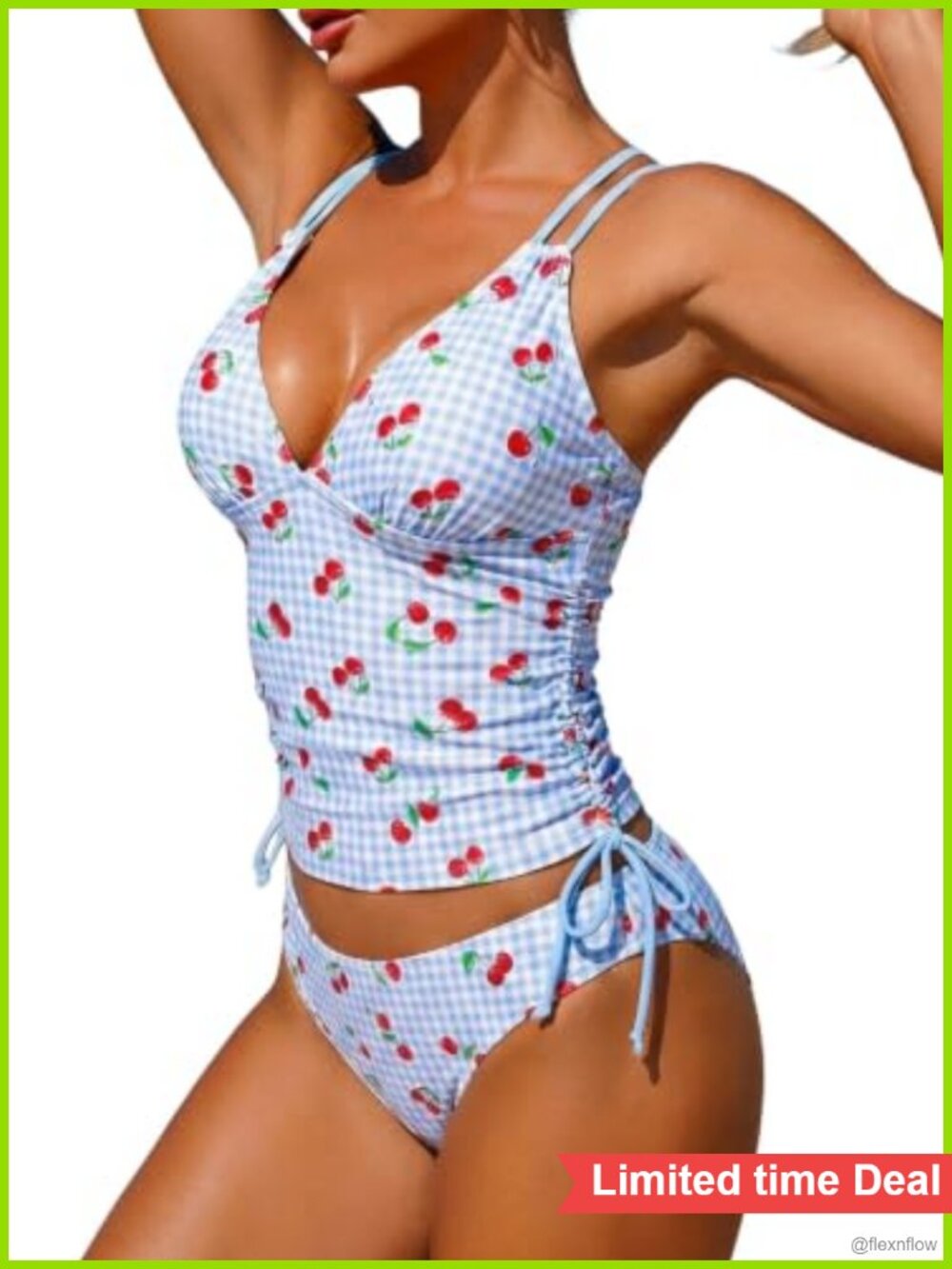ZAFUL Tankini Set Tummy Control Swim V-Neck High Waist Two Piece
